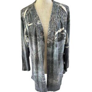 Mughbaby Womens Lightweight Open Front Cardigan With White Floral Print size L